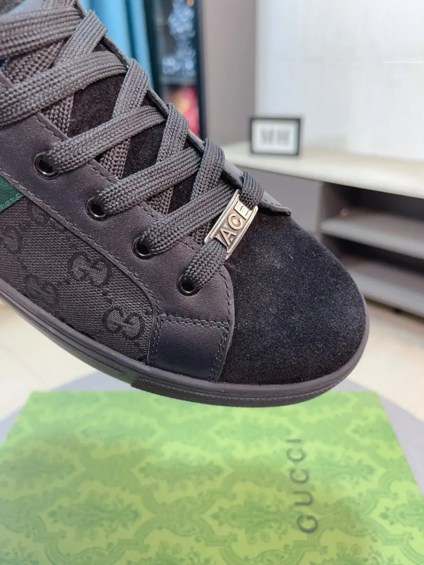 Men's shoes 💰440🌹🌹GUCCI [Gucci] New high-top men's shoes, a high-end brand, the latest fashionable casual men's shoes, trendy and versatile, relaxed and sporty style, uppers imported from Italy, first-layer cowhide, genuine leather lining, and ultra-fine workmanship. Original personalized fashionable rubber wear-resistant outsole, light and comfortable on the foot, size 38-44